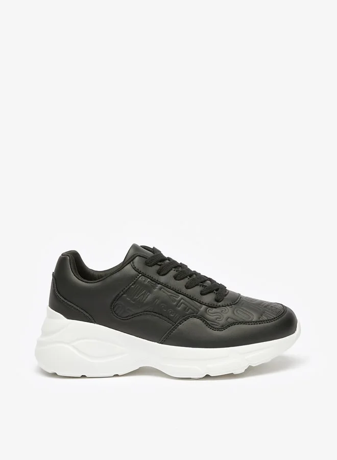 MISSY Women's Embossed Sneakers with Lace-Up Closure