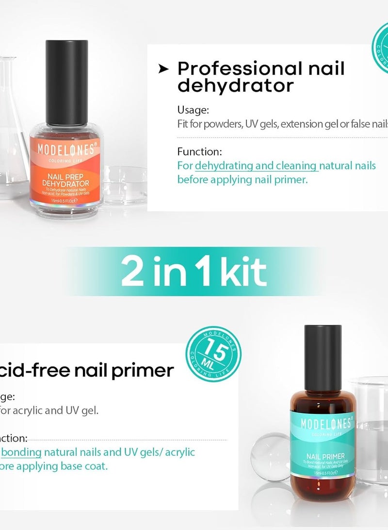 Modelones Professional Natural Nail Prep Dehydrate & Bond Primer, Nail Protein Bond, Superior Bonding Primer for Acrylic Powder and Gel Nail Polish 0.5 oz - Image 2