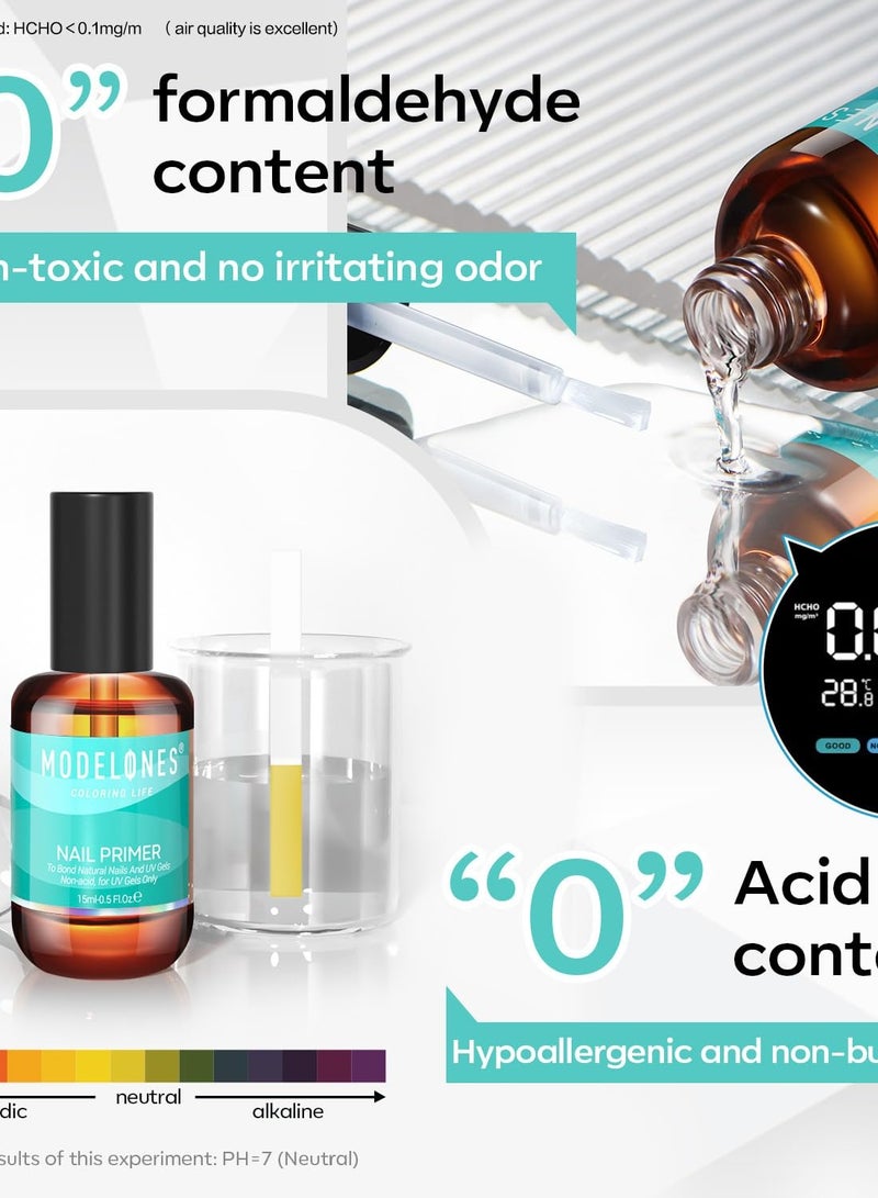 Modelones Professional Natural Nail Prep Dehydrate & Bond Primer, Nail Protein Bond, Superior Bonding Primer for Acrylic Powder and Gel Nail Polish 0.5 oz - Image 4