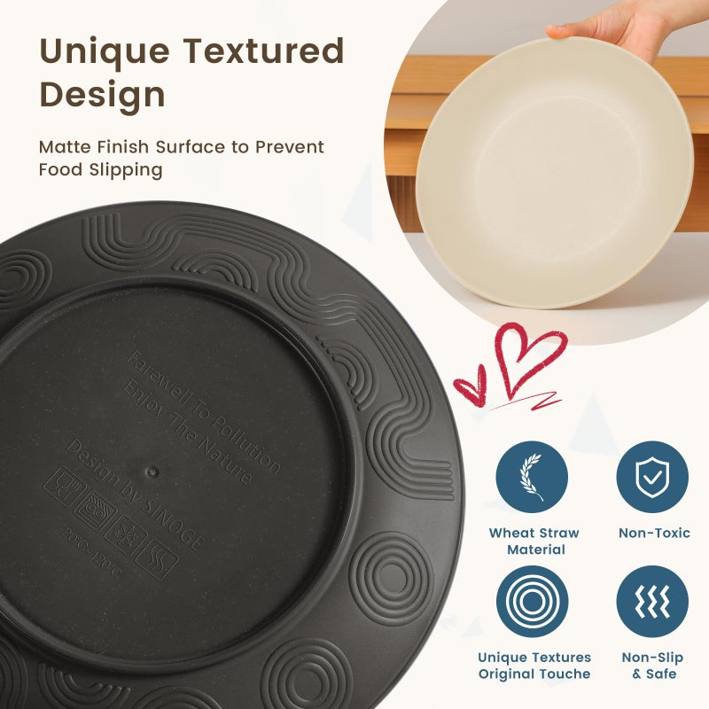 Homienly Kitchen Wheat Straw Dinnerware Set 40 PCS - Dinner Plates, Cereal Bowls, Wheat Straw Cups Set, Microwave and Dishwasher Safe Dishes Set, Unbreakable Dish Set for Party, Outdoor(Grey Stone) - Image 3