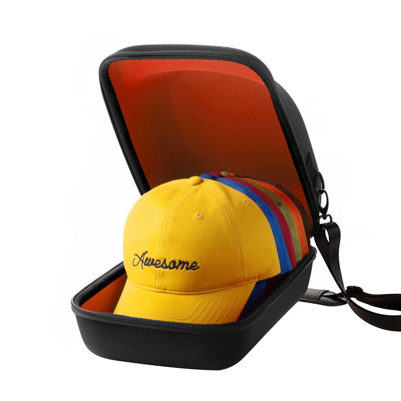 Ozueccr Hard Hat Travel Case Storage for Baseball Caps with Carrying Handle and Adjustable Shoulder Strap Hat Organizer Protects up to 6 Hats for Travel and Home Storage Inner Orange