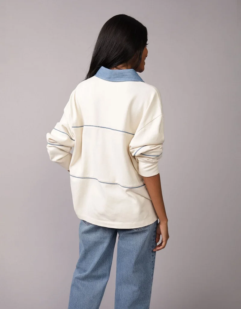 امريكان ايجل تي-شيرت بولو فضفاض بأكمام طويلة