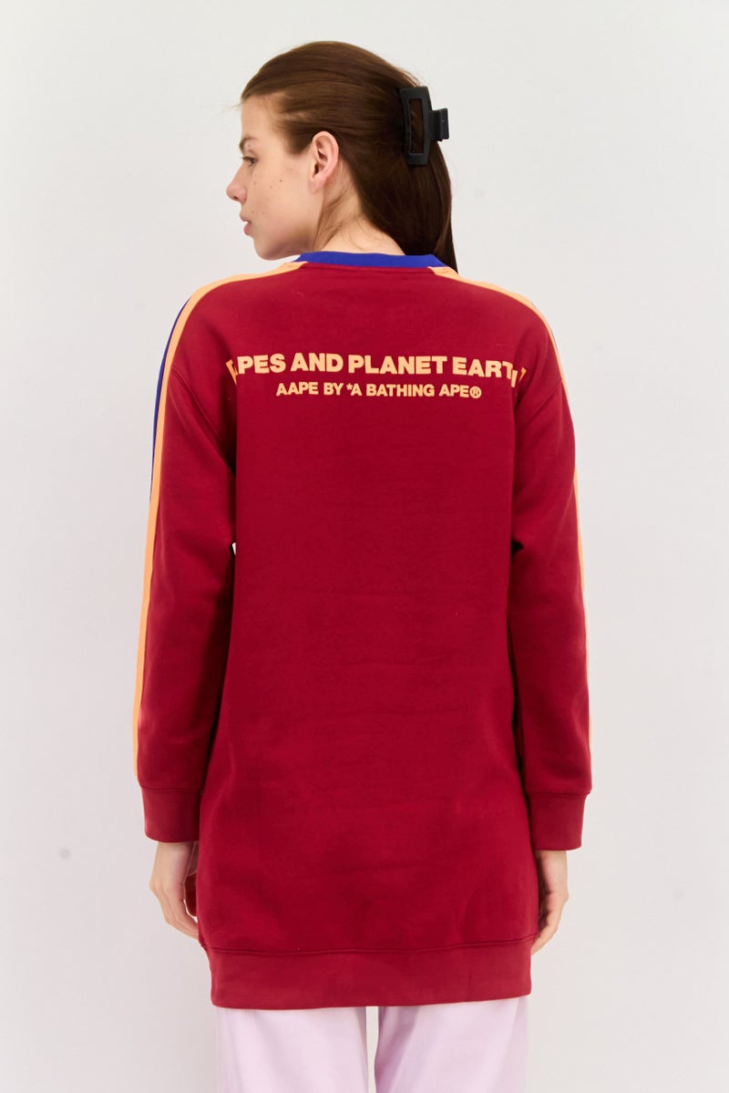 Aape By A Bathing Ape Women Crew Neck Graphic Print Long Sleeves Sweatshirt, Red - Image 2