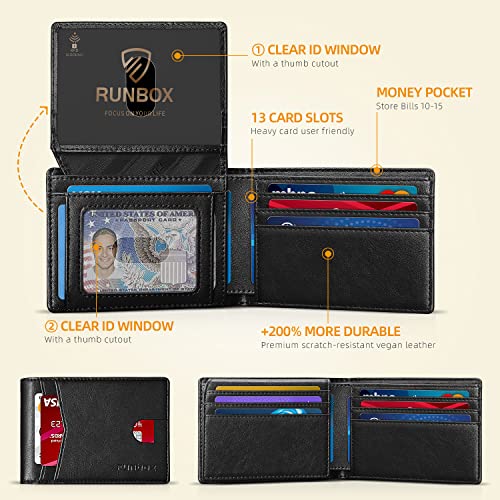 RUNBOX Wallet for Men and Women Slim Rfid Leather 2 ID Window With Gift Box - Image 2