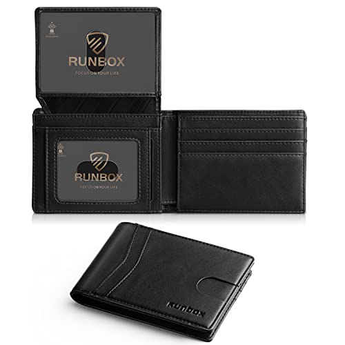 RUNBOX Wallet for Men and Women Slim Rfid Leather 2 ID Window With Gift Box - Image 1