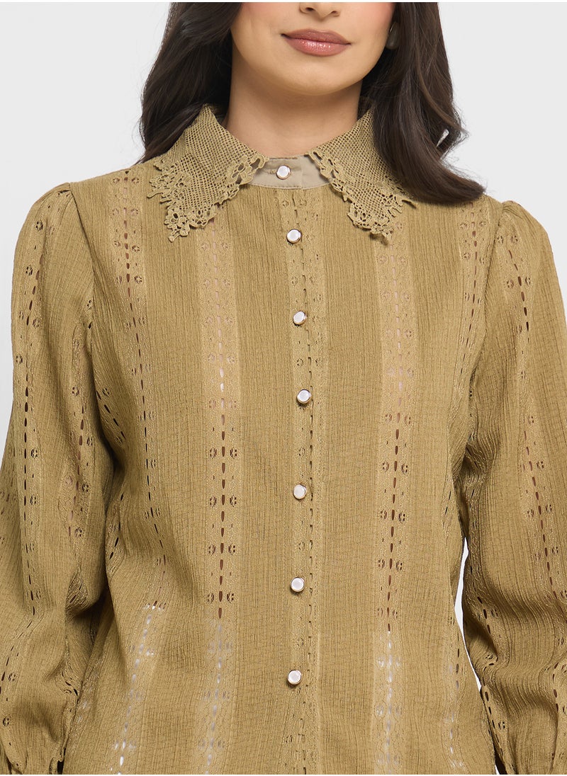 ELLA Lace Button Down Shirt  - Image 3