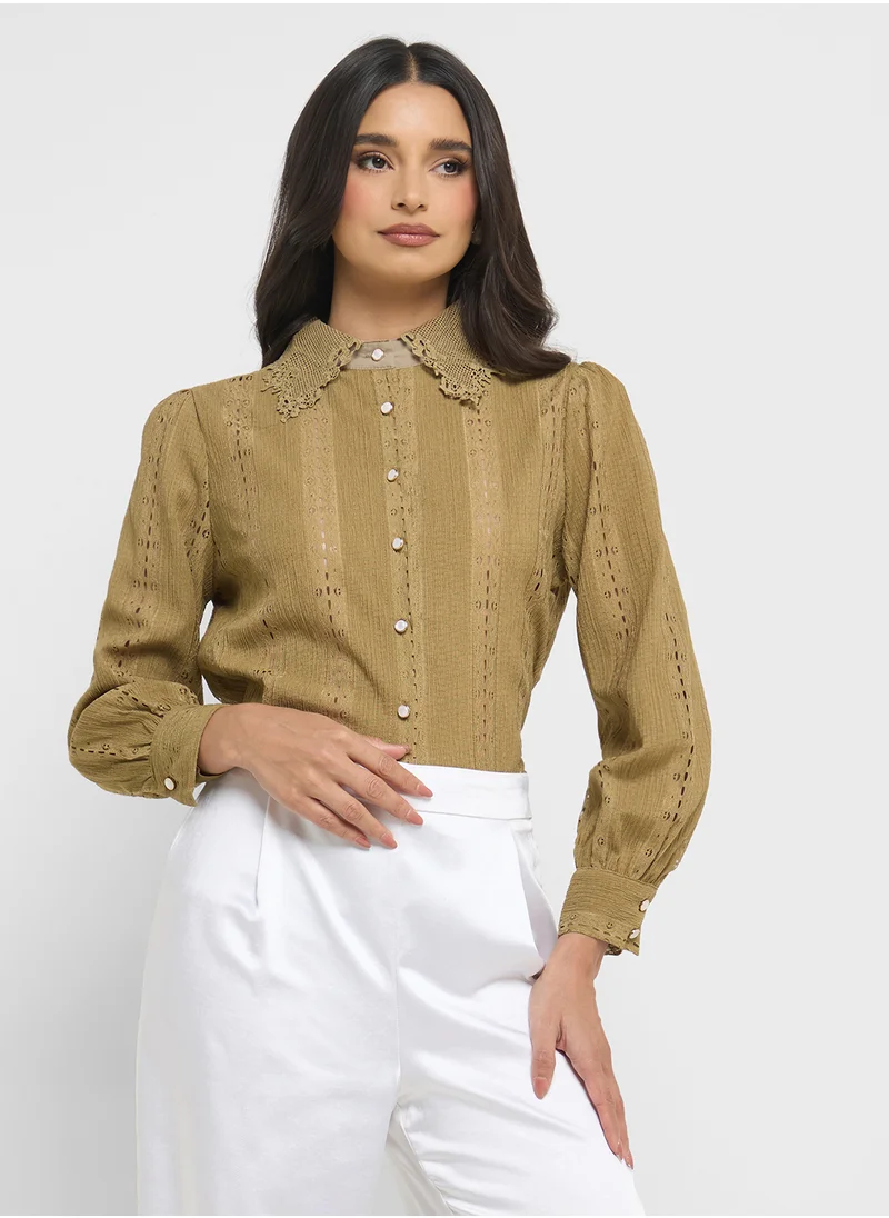 ايلا Lace Button Down Shirt