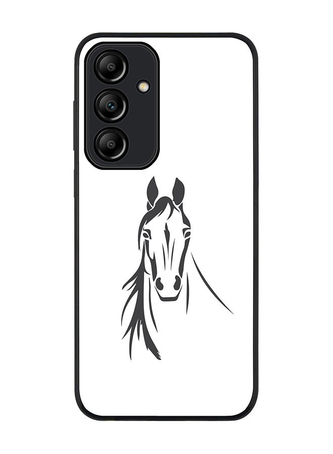Stylizedd Rugged Black Edge Case for Samsung Galaxy A55, Slim fit Soft Case Flexible Rubber Edges Anti Drop TPU Gel Thin Cover -  Arabian Stallion - Image 1