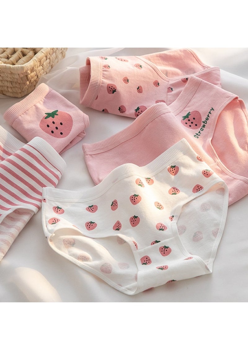 مجموعة من 5 ملابس داخلية قطنية أنيقة بخصر متوسط، ملابس داخلية مريحة وجيدة التهوية للفتيات - Image 2