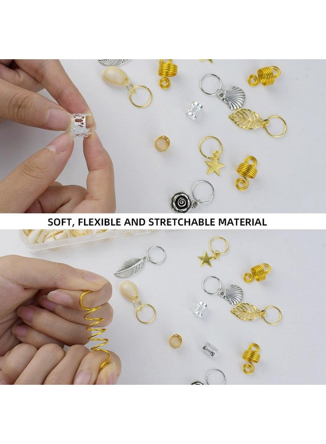 TTSAM 220Pcs Hair Beads Jewelry Braid Accessories Hair Clips Dreadlocks Braiding Accessories Braid Cuffs Metal Hair Coils Rings Women Braid Butterfly Hair Jewelry Gold Hair Jewels Pendants Charms Decoration - Image 4