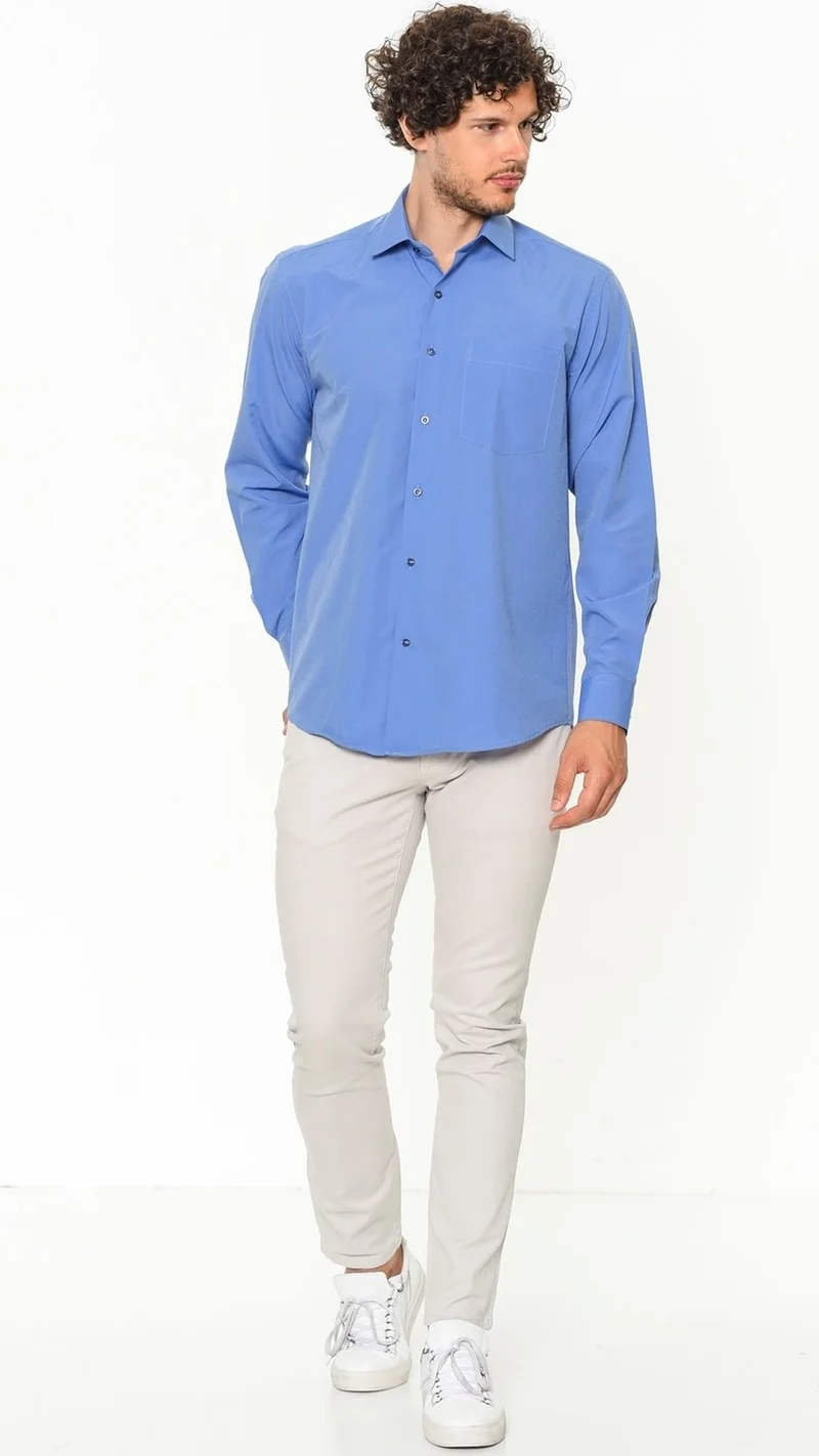 Varetta Men's King Blue Classic Cut Pocket Long Sleeve Shirt
