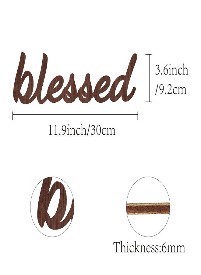 لوحة جدارية خشبية مزخرفة بعبارة "مبارك" من CREATCABIN، بنقوش خشبية، مثالية لتزيين جدران المنزل الريفي، مناسبة كهدية أو لتزيين مدخل المنزل، لون بني، مقاس 11.9 × 3.6 بوصة. - Image 2