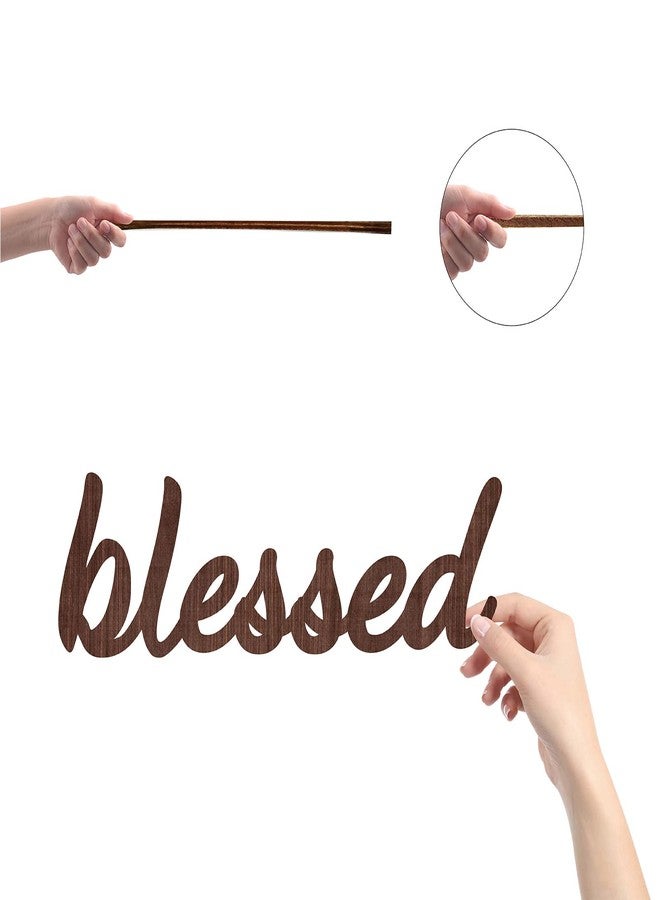 لوحة جدارية خشبية مزخرفة بعبارة "مبارك" من CREATCABIN، بنقوش خشبية، مثالية لتزيين جدران المنزل الريفي، مناسبة كهدية أو لتزيين مدخل المنزل، لون بني، مقاس 11.9 × 3.6 بوصة. - Image 3