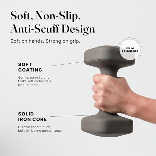 WeGym SafeGrip Square Dumbbells with Anti Slip Handles, Aesthetic Free Weights for Home Workouts, Stable Design Prevents Rolling during Floor Exercises (15LB, Pair Slate) - Image 2
