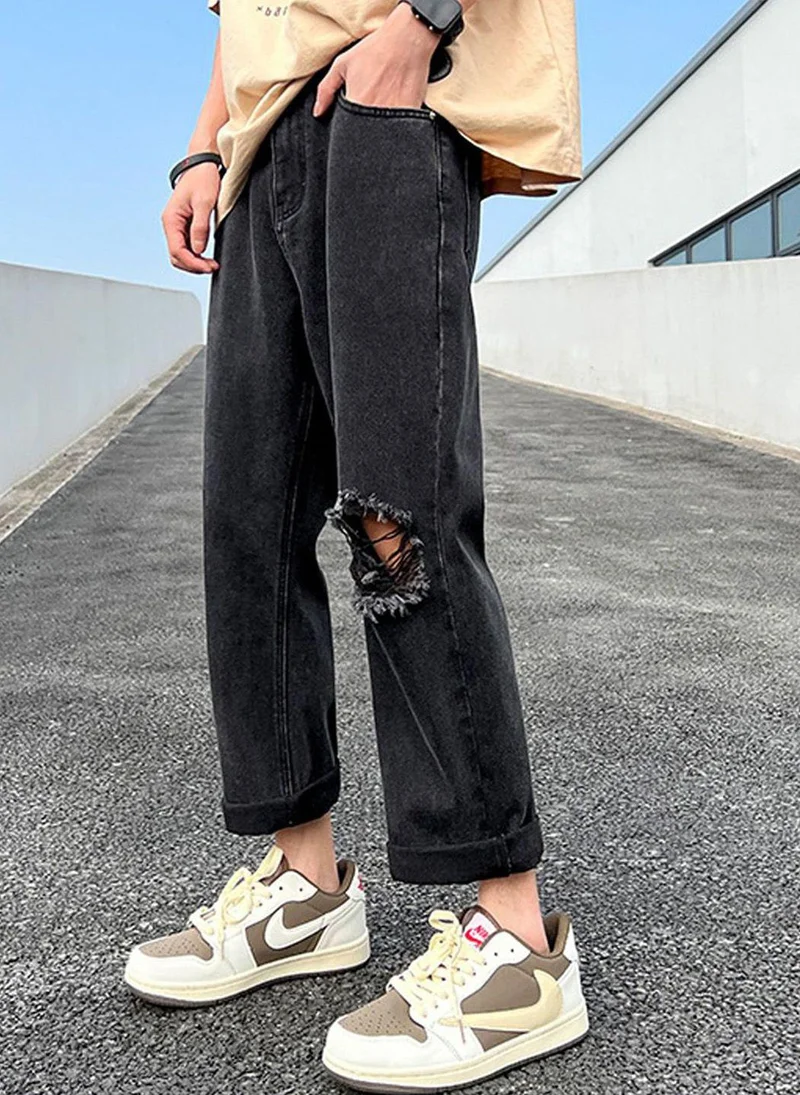 YUNIQEE Black Straight Fit Jeans