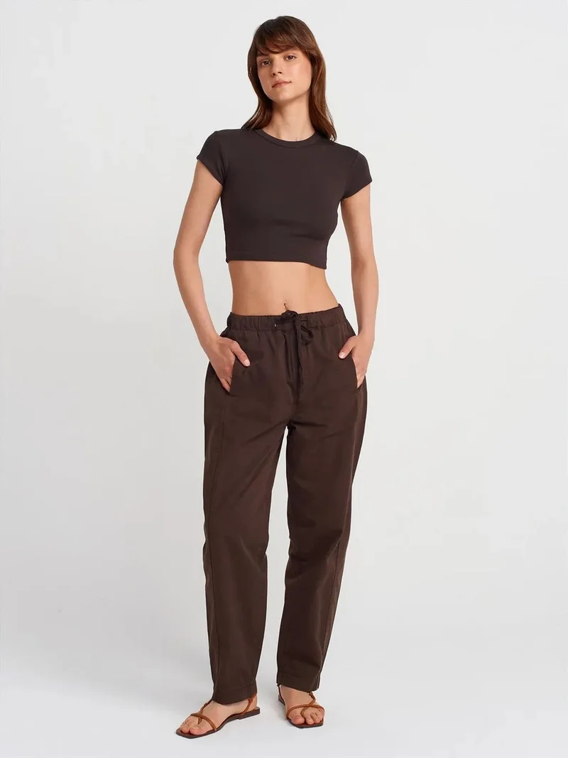 ديلفين DILVIN Cotton Poplin Straight-Leg Jogger Pants