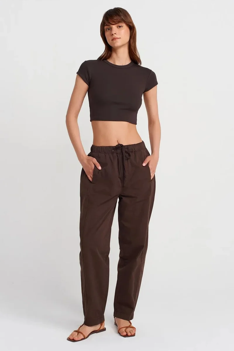 DILVIN Cotton Poplin Straight-Leg Jogger Pants
