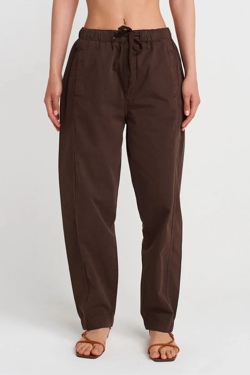 Dilvin Coffee Brown DILVIN Cotton Poplin Straight-Leg Jogger Pants for Women | Best Price UAE