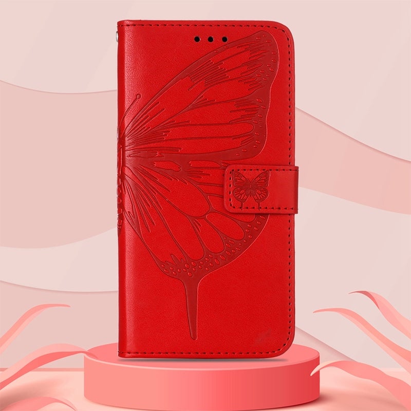 BURAQ Case Cover For Motorola Moto G Stylus 5G 2022 Embossed Butterfly Leather Phone Case(Red) - Image 2