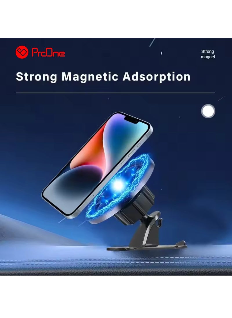 برو واحد حامل هاتف السيارة المغناطيسي العالمي ProOne PHL1191 [متوافق مع MagSafe] - ثبات قوي، دوران 360 درجة، تثبيت على لوحة القيادة وفتحة التهوية، رؤية غير معيقة، توافق واسع، تثبيت آمن، سهل التركيب  - Image 4