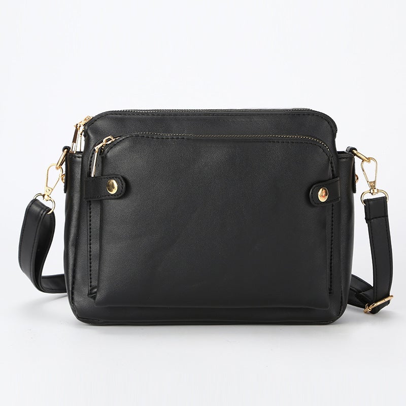 Bag for Women, and Retro Three-Layer Crossbody Bag, Threelayerleather, Large Capacity - Image 4