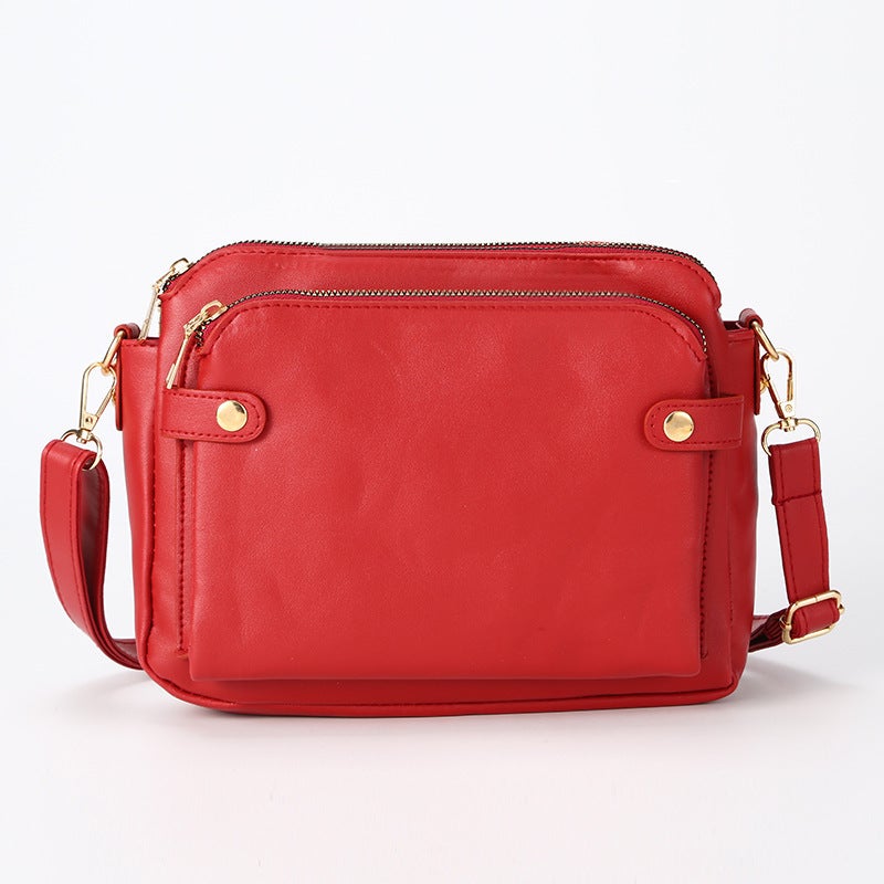 Bag for Women, and Retro Three-Layer Crossbody Bag, Threelayerleather, Large Capacity - Image 3