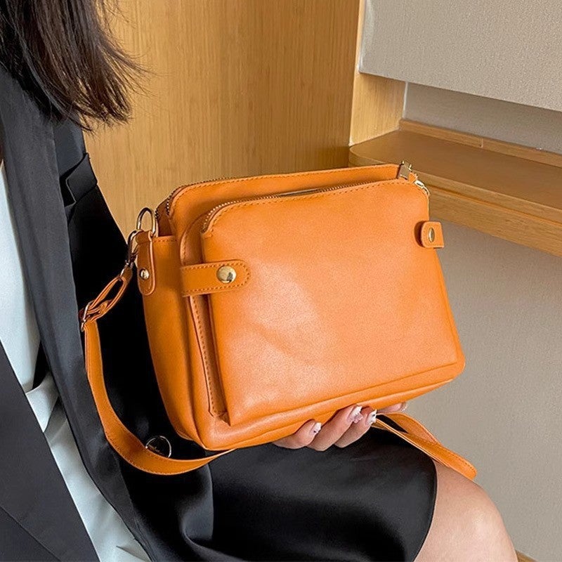 Bag for Women, and Retro Three-Layer Crossbody Bag, Threelayerleather, Large Capacity - Image 1