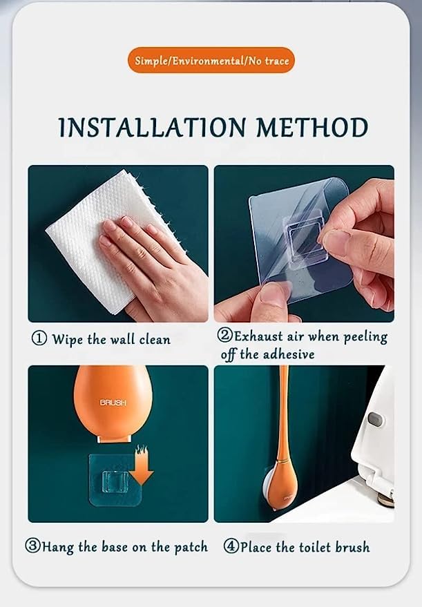 Whixant Silicone Water Drop Toilet Brush and Holder Set Automatic Opening and Closing Wall Mounted Deep Cleaning Toilet Bowl Brush for Bathroom Toilet Brush and Holder Set Multicolor - Image 2