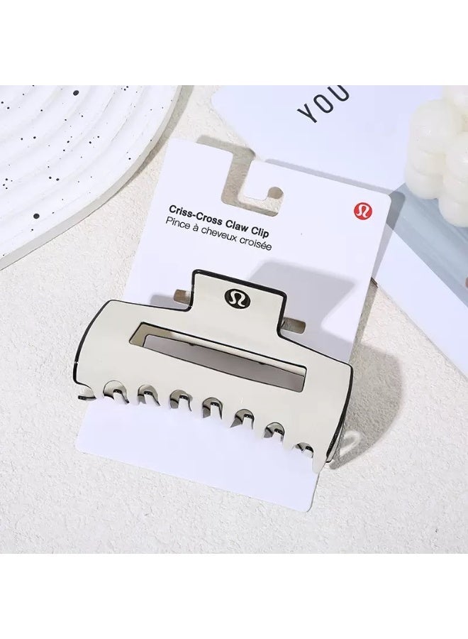 Lululemon Oversized Criss-Cross Claw Clip - Cream White Hair Accessory with Signature Logo for Secure Styling & Athleisure Vibes - Image 3