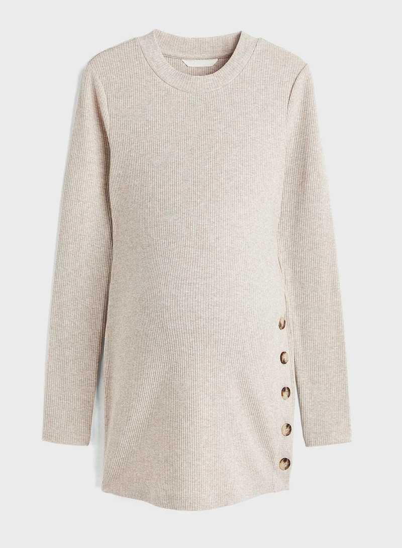 H&M Button Detail Ribbed Top