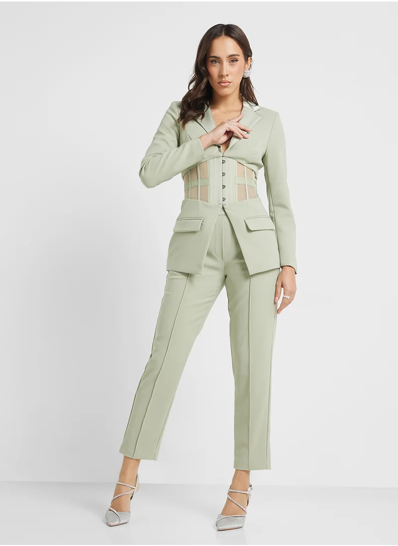 لافيش اليس Mid Rise Satin Mix Tailored Pants