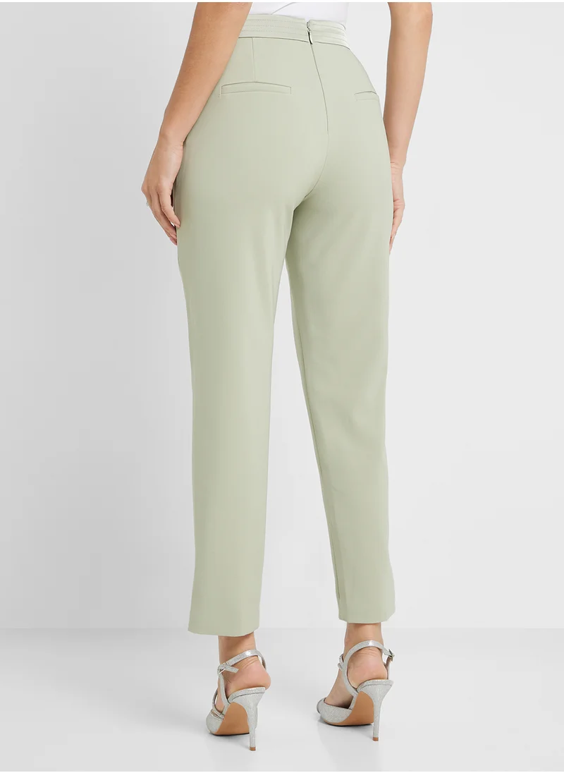 lavish alice Mid Rise Satin Mix Tailored Pants