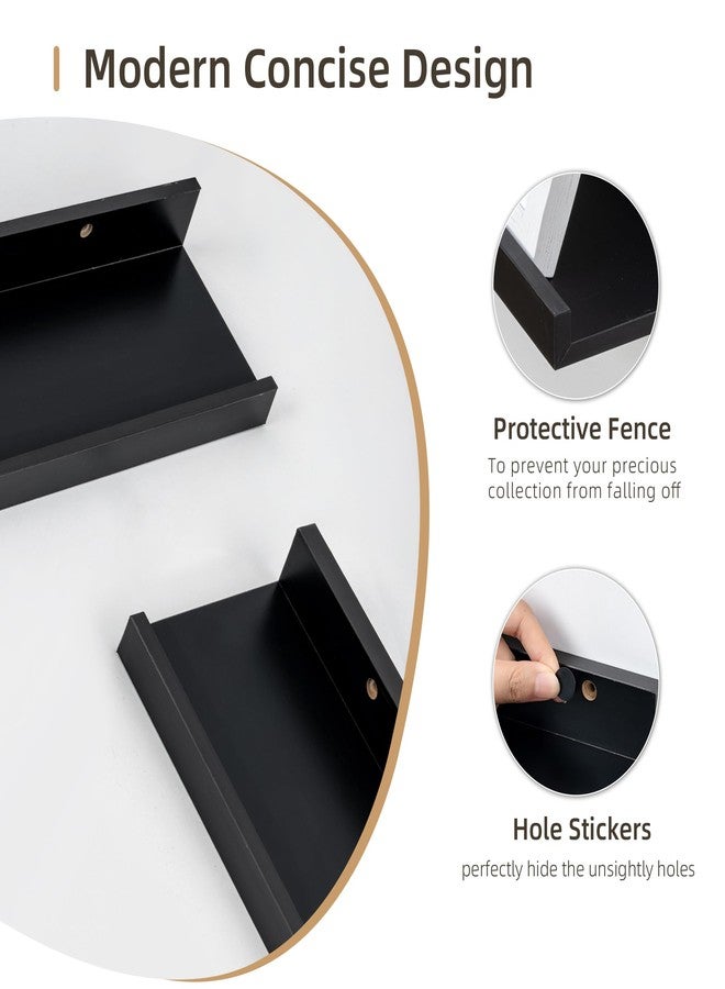 Acovy Picture Ledge Shelf, MDF Wood Floating Shelves Set of 2, Picture Ledge Photo Ledge Wall Mounted for Living Room Kids' Room Bedroom, Color Black (Black, 36") - Image 2