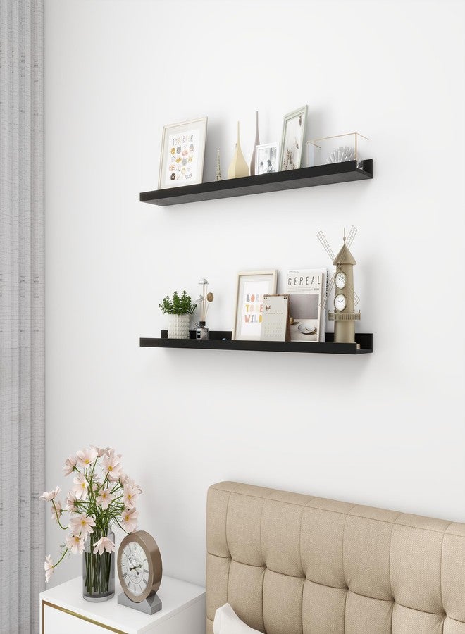 Acovy Picture Ledge Shelf, MDF Wood Floating Shelves Set of 2, Picture Ledge Photo Ledge Wall Mounted for Living Room Kids' Room Bedroom, Color Black (Black, 36") - Image 5