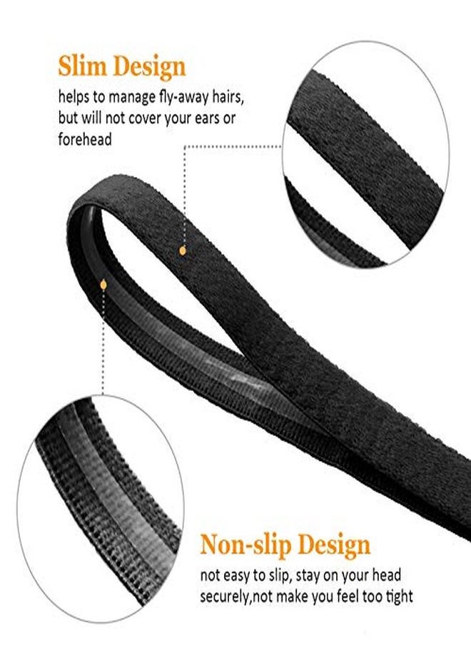 WILLBOND 12 Pieces Thin Nonslip Elastic Sport Headbands Hair Bands With Non Slip Silicone Grip Exercise Hair Sweatbands For Men Women Football Basketball Soccer Tennis Yoga (Black)  - Image 2
