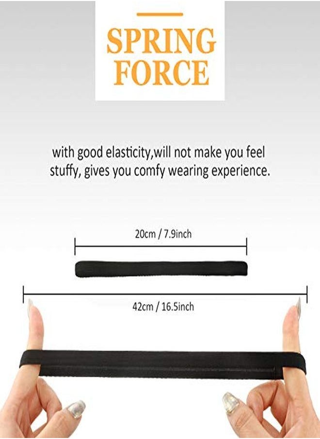 WILLBOND 12 Pieces Thin Nonslip Elastic Sport Headbands Hair Bands With Non Slip Silicone Grip Exercise Hair Sweatbands For Men Women Football Basketball Soccer Tennis Yoga (Black)  - Image 3