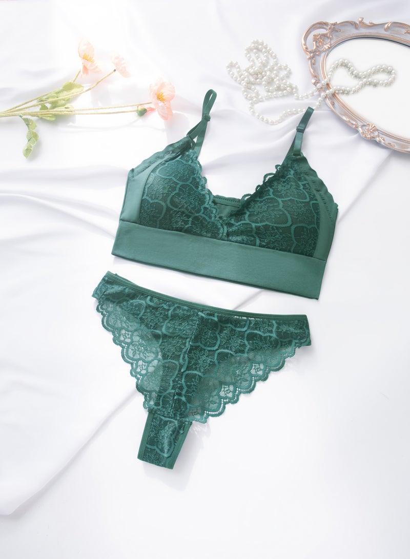 ovitio Olive Green Bikini Set with Lace Details - Two Pieces
