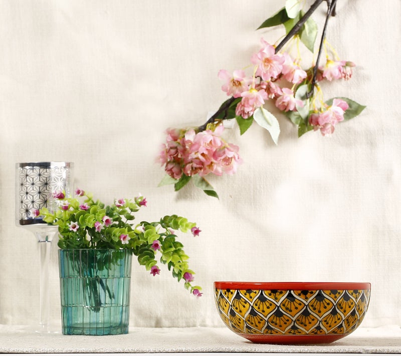 Caffeine Ceramic Handmade Orange Morocco Serving Bowl (Set of 3) - Image 3