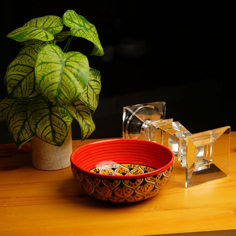 Caffeine Ceramic Handmade Orange Morocco Serving Bowl (Set of 3) - Image 2