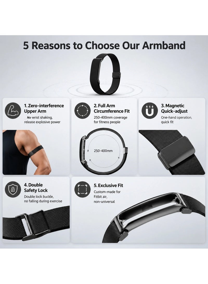 إس كولور سوار الذراع سوار ذراع لـ Fitbit Air - سوار بديل رياضي قابل للتهوية مع إبزيم مغناطيسي، مقاوم للماء والتعرق، خفيف الوزن وقابل للتعديل لجهاز تتبع اللياقة Fitbit Air (جهاز الاستشعار غير مضمن) - Image 4
