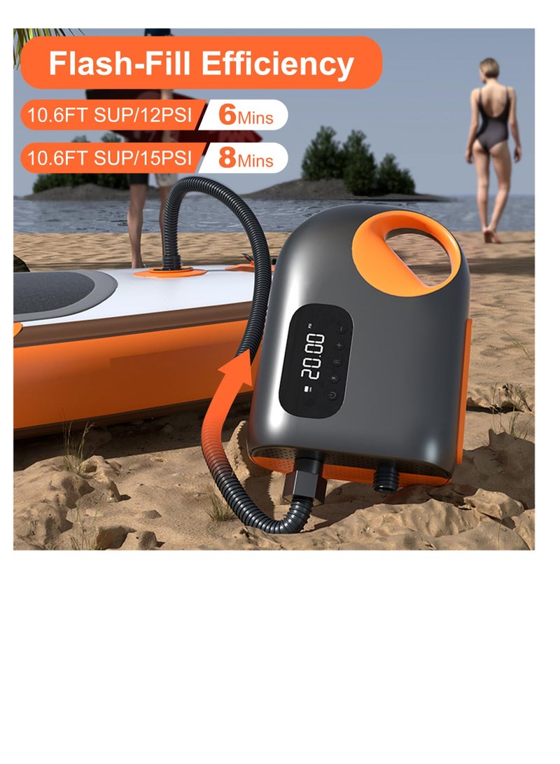 Excefore Electric SUP Pump, 20PSI Paddleboard Air Pump with Auto-Stop, Rechargeable SUP Electric Inflator, 12V DC Car Connector, Ideal for Paddle Boards, Air Tents & Awnings  - Image 2