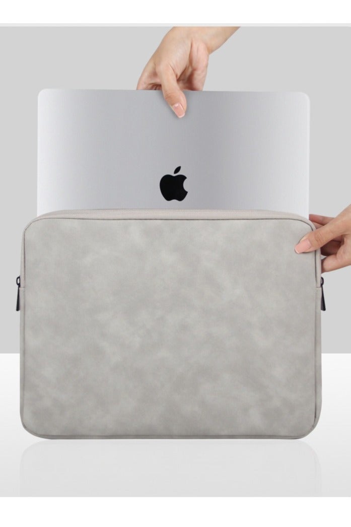 AuliceVerse 14 Inch Laptop Sleeve for MacBook Pro 14 2021-2024 Ultra Light PU Leather Case 195g Water Resistant Padded Protective Sleeve Fits 14 Inch Laptops Light Gray - Image 2