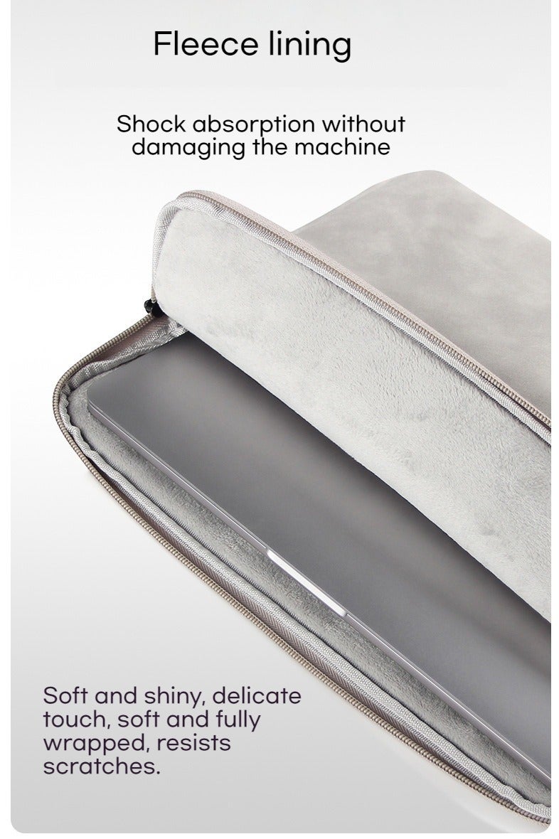 AuliceVerse 14 Inch Laptop Sleeve for MacBook Pro 14 2021-2024 Ultra Light PU Leather Case 195g Water Resistant Padded Protective Sleeve Fits 14 Inch Laptops Light Gray - Image 4