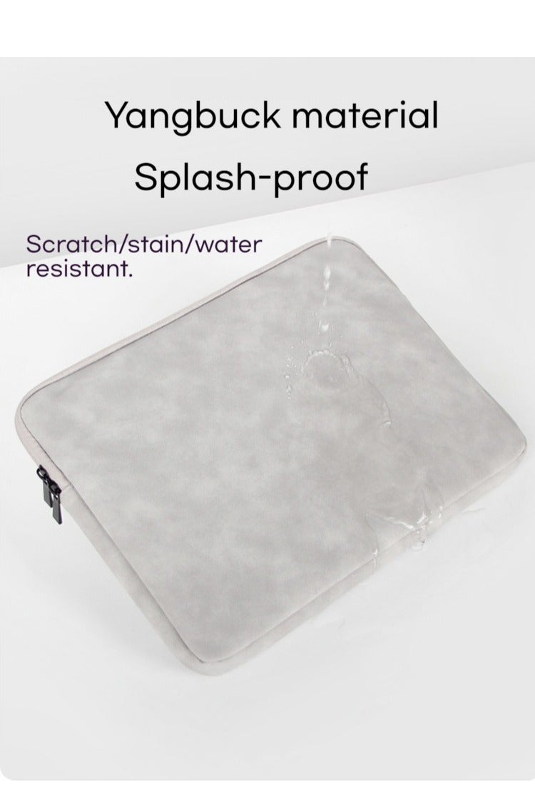 AuliceVerse 14 Inch Laptop Sleeve for MacBook Pro 14 2021-2024 Ultra Light PU Leather Case 195g Water Resistant Padded Protective Sleeve Fits 14 Inch Laptops Light Gray - Image 5