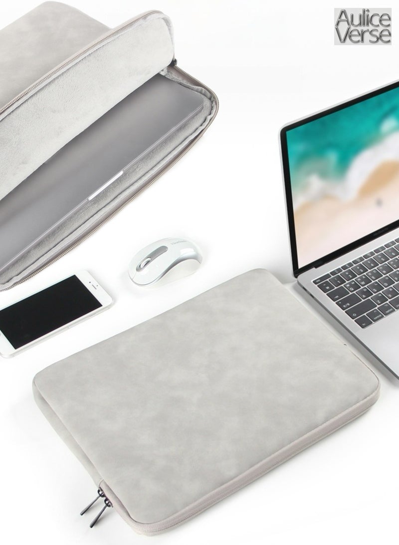 AuliceVerse 14 Inch Laptop Sleeve for MacBook Pro 14 2021-2024 Ultra Light PU Leather Case 195g Water Resistant Padded Protective Sleeve Fits 14 Inch Laptops Light Gray - Image 1