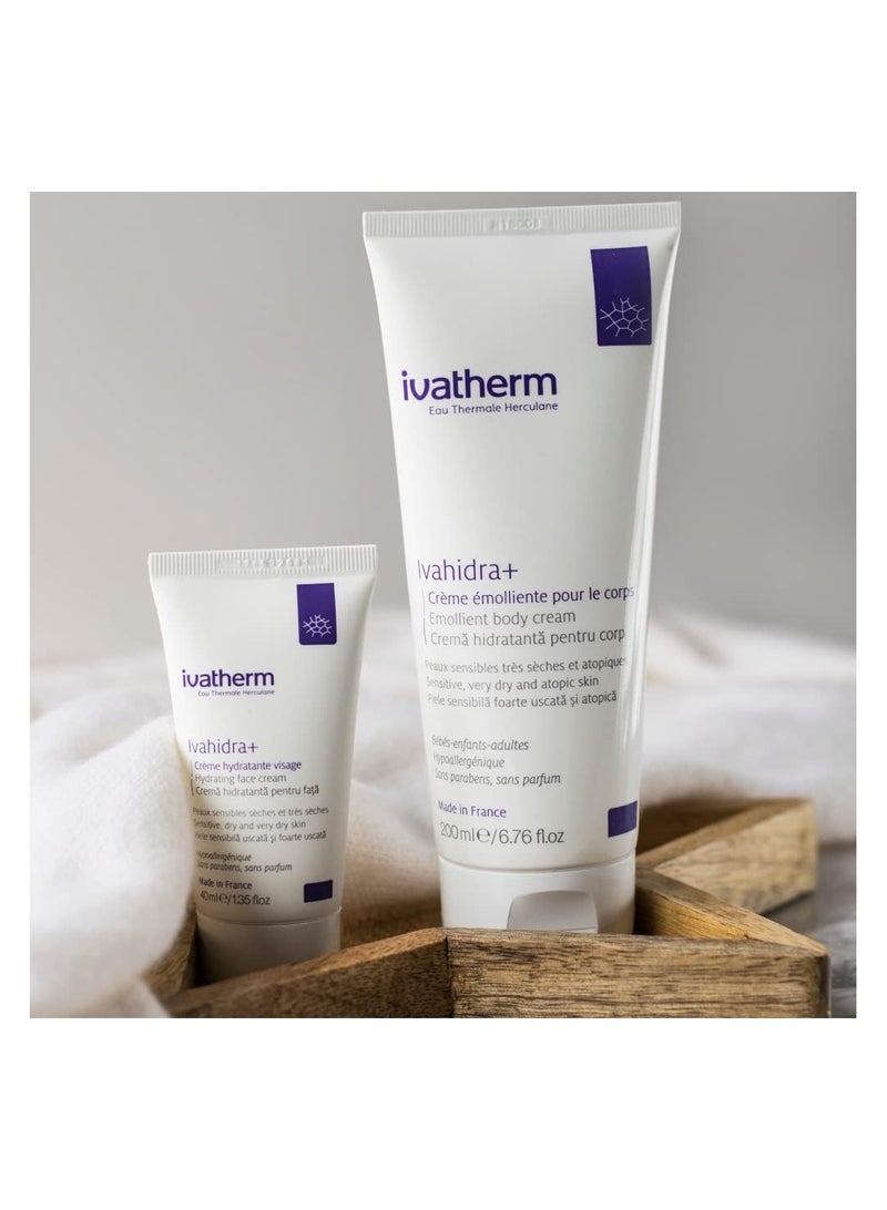 Ivatherm Ivahidra+ Emollient Body cream 200ml specially designed for intense deep hydration, strong repair and restructuring of very dry and sensitive skin with atopic tendency - Image 2