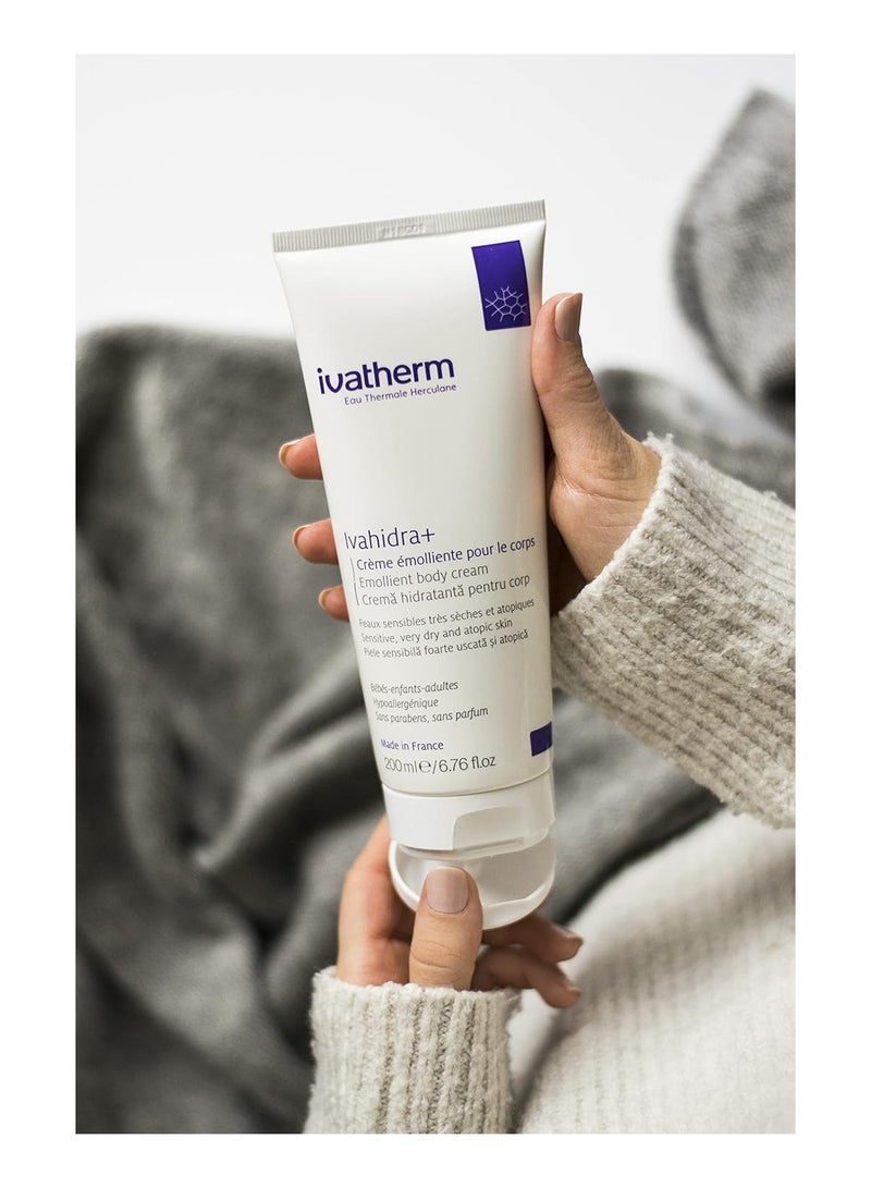 Ivatherm Ivahidra+ Emollient Body cream 200ml specially designed for intense deep hydration, strong repair and restructuring of very dry and sensitive skin with atopic tendency - Image 4