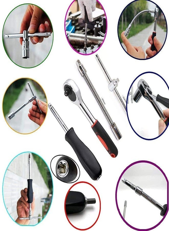 PERFECT TECH 46 In 1 Pcs 4 inch Screwdriver Socket Set Tool Kit | Wrench | 4-14mm CR-V SocketsS2 Bits Extension Bars Mechanic | Combination Tool Case | Tool Kit All Bike & Car Set - Image 2