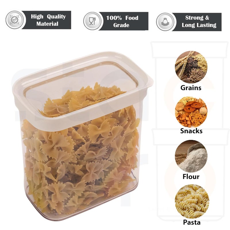 StacPro Airtight Kitchen Containers 1100 ML BPA Free Stackable Jar Modular Storage Pantry Organiser Fridge Dishwasher Safe Stain Resistant Clear Transparent lid White Pack of 4 - Image 4