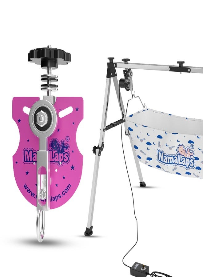 MamaLaps Automatic Baby Cradle Kit | SS Folding cradle Kit | Mild Steel Automatic Ghodiya Kit (Pink) (Cradle not included) - Image 1